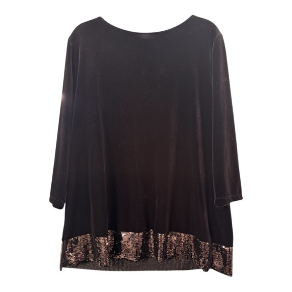 Chicos Elegant Black Velvet Top‎ with Sequin Trim size XL (3) - Picture 1 of 5